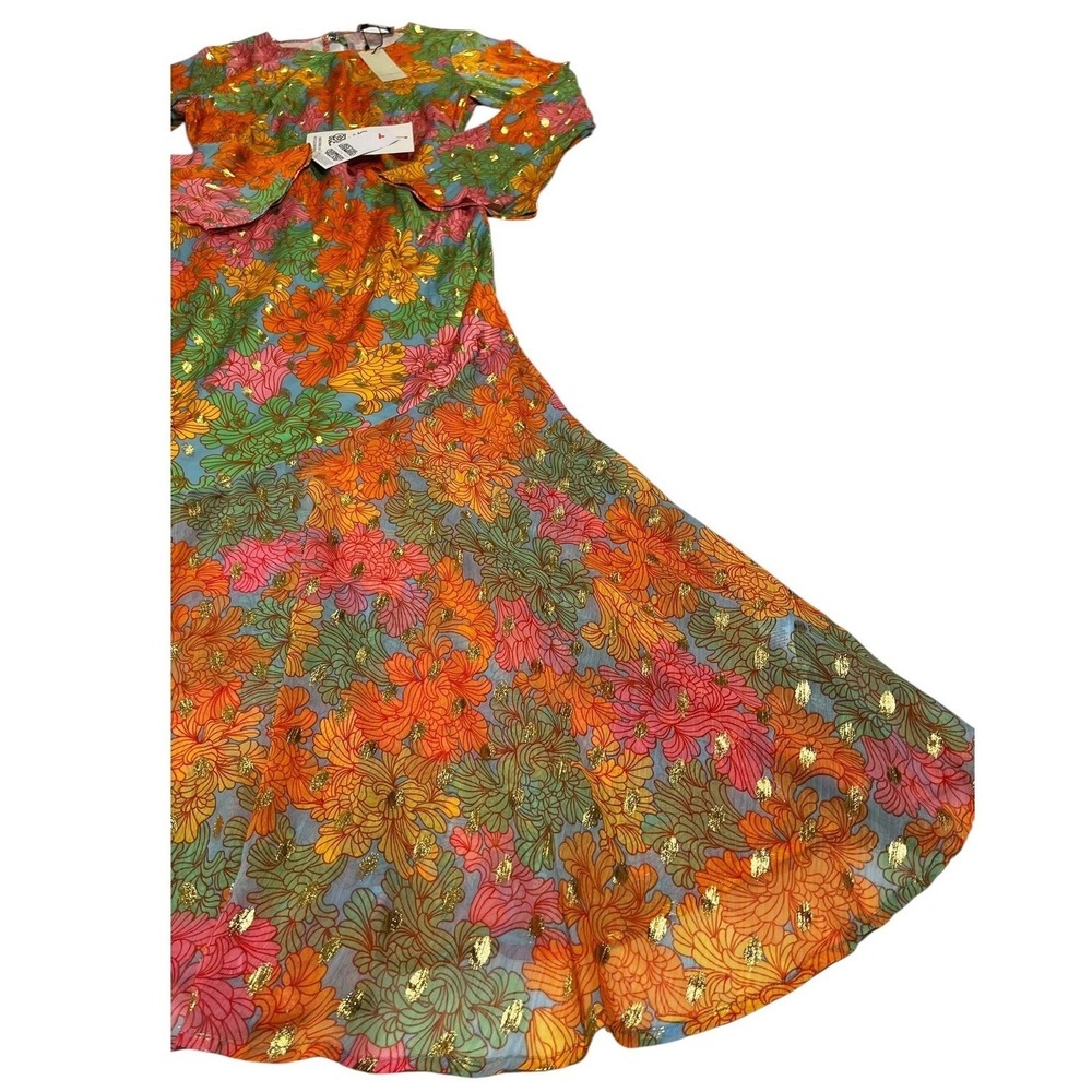 NWT Never Fully Dressed Floral Alaia Maxi Dress Gold Foil Multi Color US 10 - Picture 14 of 16